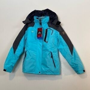 Outdoor  sherpa lined ,pocket warm lined jacket coat NWT removable hood jacket